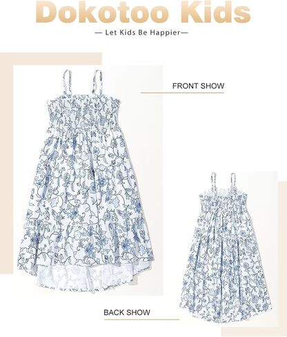 Girls Sundress Summer Boho Sleeveless Strap Smocked Tiered Dresses 6-15 Years in Saudi Arabia