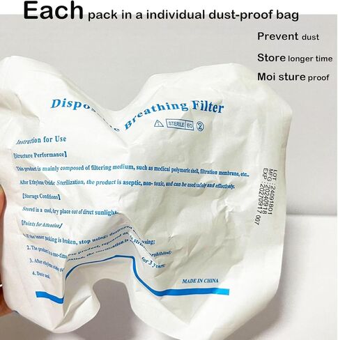 عبوتان من المرشحات المتوافقة مع لوازم CPAP، مرشحات للاستعمال مرة واحدة لتصفية الرطوبة والجسيمات المتسخة، عبوة فردية in Saudi Arabia