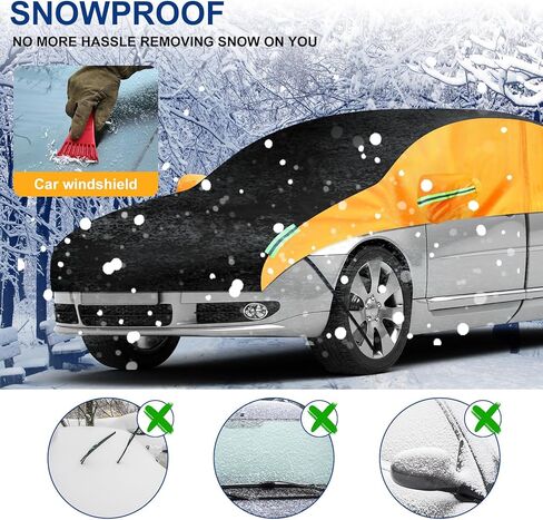 غطاء نصف سيارة مضاد للماء غطاء جسم السيارة العالمي، أغطية حماية من الثلج للزجاج الأمامي، أغطية حماية من البرد، غطاء فتحة سقف لجميع المواسم، مقاوم للغبار والأشعة فوق البنفسجية، مناسب لسيارات السيدان in Kuwait