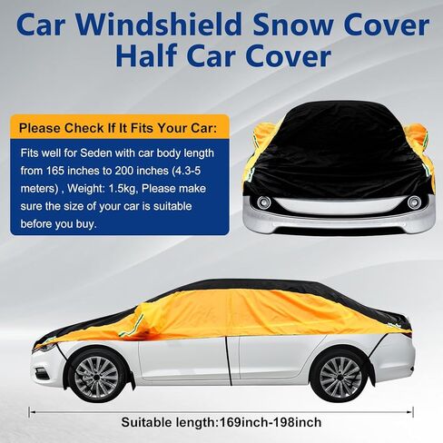 غطاء نصف سيارة مضاد للماء غطاء جسم السيارة العالمي، أغطية حماية من الثلج للزجاج الأمامي، أغطية حماية من البرد، غطاء فتحة سقف لجميع المواسم، مقاوم للغبار والأشعة فوق البنفسجية، مناسب لسيارات السيدان in Kuwait