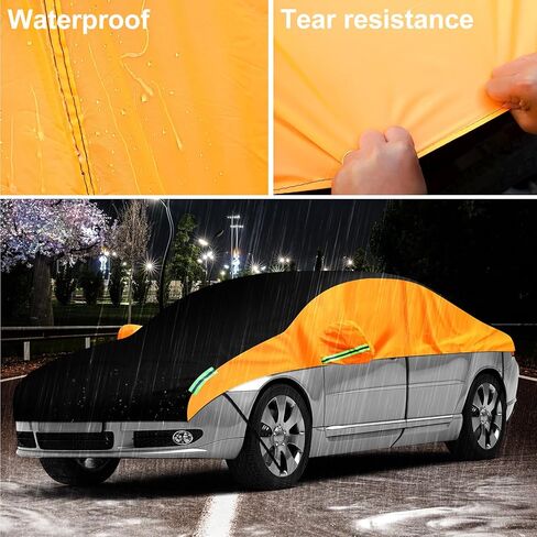 غطاء نصف سيارة مضاد للماء غطاء جسم السيارة العالمي، أغطية حماية من الثلج للزجاج الأمامي، أغطية حماية من البرد، غطاء فتحة سقف لجميع المواسم، مقاوم للغبار والأشعة فوق البنفسجية، مناسب لسيارات السيدان in Kuwait
