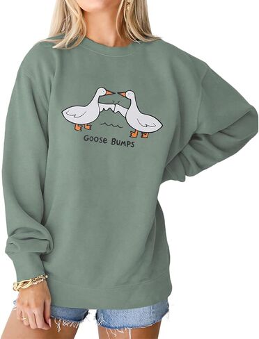 المرأة مضحك أوزة المطبات البلوز لطيف بطة الحيوان Pun البلوز Crewneck الخريف الشتاء هدية قميص in Saudi Arabia