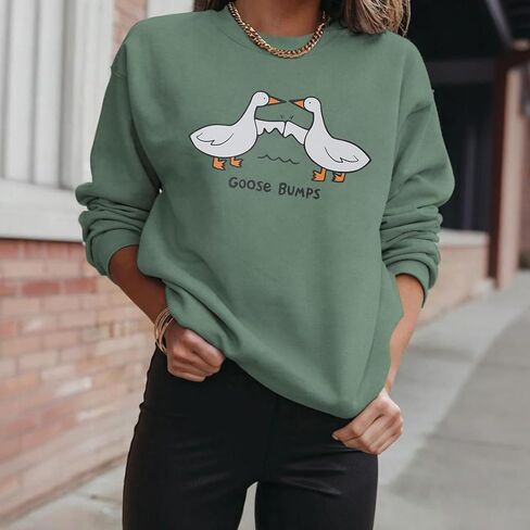 المرأة مضحك أوزة المطبات البلوز لطيف بطة الحيوان Pun البلوز Crewneck الخريف الشتاء هدية قميص in Saudi Arabia