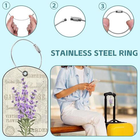 2 Pack Cute Luggage Tag for Suitcases Cute Cat Leather Luggage Tags with Stainless Steel Loop Privacy Flap Name Tags,Men and Women Travel Bag Suitcase Tags in Saudi Arabia