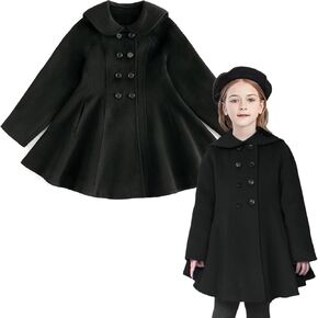 Simplee kids Girls Dress Coat Lapel Button Winter Jackets Coats Long Sleeve Outerwear with Pockets 4-14Years