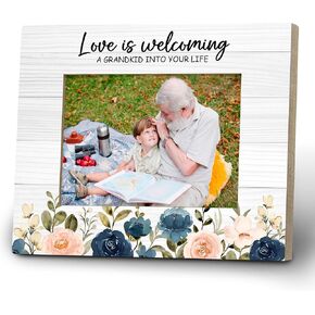 Grandchild Picture Frame, Granddaughter Grandson Gifts from Grandma Grandpa Wooden Picture Frame, Love Is Welcoming a Grandchild into Your Life Photo Frame 4x6, Grandma Announcement Gifts