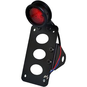 LED Tail Rear Light 3/4" Axle Hole Side Mount License Plate Horizontal/Vertical Bracket Brake Light Motorcycle Compatible for Harley Honda Yamaha Suzuki Chopper Bobber