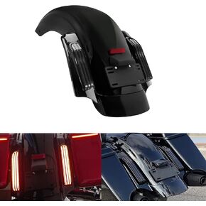 Motorcycle LED Rear Fender System Turn Signal Running Brake Light Fit for Harley Touring Road King Electra Road Street Glide 2009-2013 Black Lens