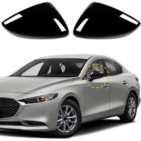 2pcs Compatible with Mazda 3 Accessories 2025 2024 2023-2020 Aggressive Look Car Exterior Door Side Rearview Mirror Cover Trims Cap Protector -Glossy Black
