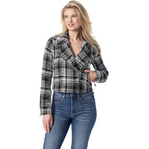 Jessica Simpson Women's Crop Biker Jacket with Zip Front and Side Seam Pockets Standard
