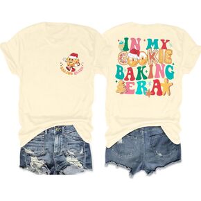 Baking Spirits Bright Shirt Womens Christmas T Shirt Casual Short Sleeve Shirt Tee Top