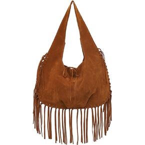 Women Vintage Suede Fringe Hobo Bag Tote Shoulder Bag Crossbody Bag and Hippie Western Cowgirl Purse Shoulder Bag