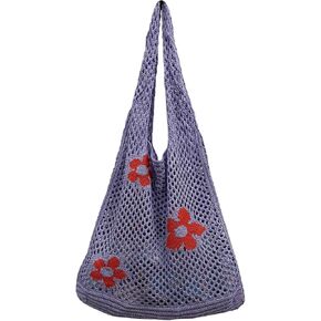 Crochet Mesh Beach Hobo bag for women Aesthetic Y2k Knit Bag shoulder bag, light green