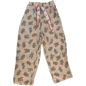 Teddy Bear Print Plaid Pajama Pants for Women, Purple, Blue and Pink