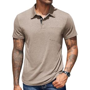 COOFANDY Men Short Sleeve Polo Shirt Casual Summer Collar Shirts Dress Button Polo T Shirt Classic Golf Shirts