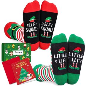 HAPPYPOP Christmas Gifts Stocking Socks for Women Men - Elf Gifts Little Elf Socks for Teens, Xmas Stocking Stuffers With Greeting Card