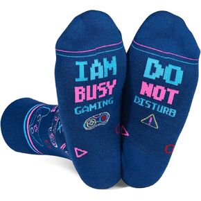 2 Pairs Gaming Socks Gift for Men, Video Game Crew Socks for Teens Boys, Funny Birthday Christmas Gifts for Gamer Stocking Stuffers, Do Not Disturb I'M Gaming Socks, One Size