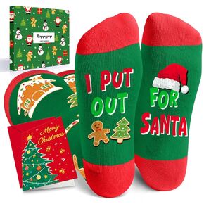 HAPPYPOP Christmas Socks Men Women Gingerbread Gifts - Gingerbread Socks Cookie Gifts Stocking With Greeting Card