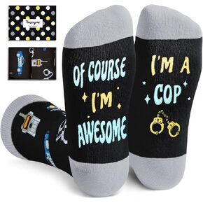 HAPPYPOP Police Gifts Police Officer Gifts Men - Gifts For Cop Police, Police Cop Socks, Retirement Gifts Police Chief Gifts Police Week Gifts