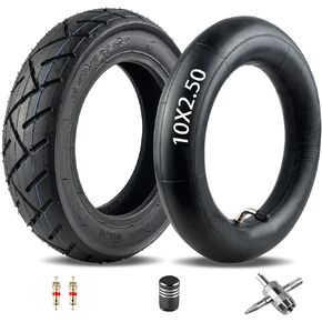 10x2.5 Scooter Tire and Inner Tube Set for Smart Self Balance Electric Scooter 36v 48v 400w 500w 800w Hub Motor Front or Rear Replacement 60/70-6.5 Rubber Tire with CR202 90° Bent Valve Stem