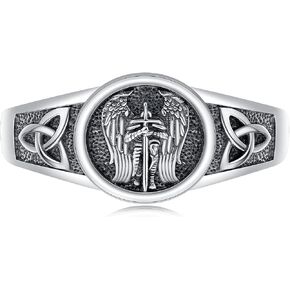 St. Michael/Christopher/Peregrine/Ring for Men 925 Sterling Silver Catholic Adjustable Saint Jewelry Amulet Gifts for Women Unisex in Kuwait