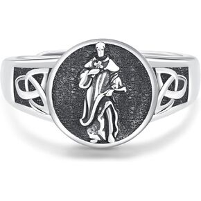 St. Michael/Christopher/Peregrine/Ring for Men 925 Sterling Silver Catholic Adjustable Saint Jewelry Amulet Gifts for Women Unisex