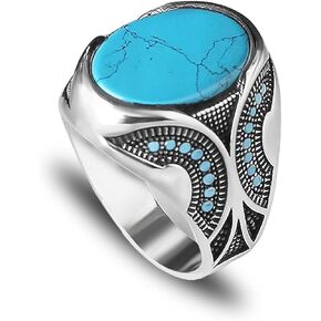 925 Sterling Silver Men's Turquoise Stone Ring, Handmade Ring for Men, Silver Gemstone Ring, Silver Ring with Stone, Men's Silver Ring, Gift for Him, Gift for Men