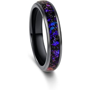 Orion Nebula Black Tungsten Outer Space Ring, Matching 8/4mm Wedding Band for Man Woman, Anniversary Birthday Christmas Gift