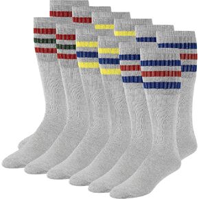 Men's Striped Tube Socks Over the Calf High (6-Pair) Size 9-10-13-15