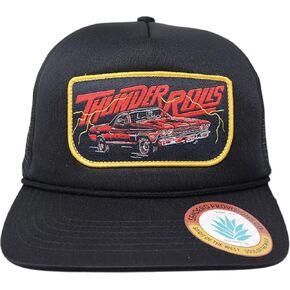 Sendero Provisions Co. Thunder Rolls Adjustable Snapback Foam Trucker Hat with Woven Patch, Embroidery & Mesh Back for Breathability (Black) - One Size