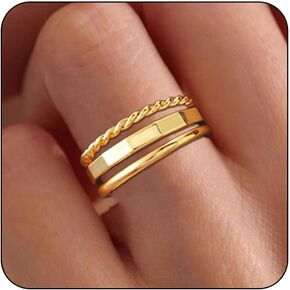 Stackable Gold Rings for Women Dainty 14K Gold Plated Thin Ring Set Non Tarnish Thumb Bands Gold Jewelry Statement Gold Knuckle Rings Size 6-11