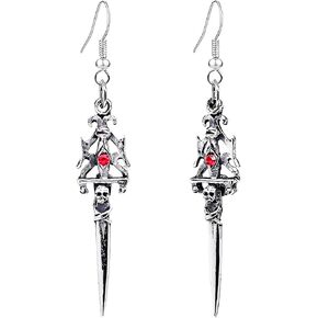 WCRAZYE Long Gothic Moon Sword Dangle Drop Earrings for Women Men Man Vintage Punk Cool Alloy Earrings Personalized Crescent Earrings Statement Jewelry Gifts