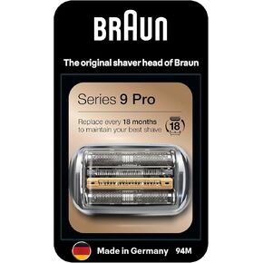 Braun Electric Shaver Head Replacement Part 94M Silver, Compatible with Series 9 Pro and Series 9 Electric Razors for Men