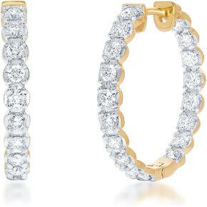 La Joya Lab Grown Diamond Inside Out Hoop Earrings for Women | 3/4-2 CT TW 925 Sterling Silver Diamond Hoops | Sparkling GH VS/SI Diamond Hoops | Ideal Pair of Womens Diamond Earrings for Gifting