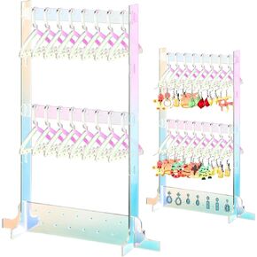 BBTO Earring Hangers Holder Organizer Mini Earring Necklace Coat Hanger Acrylic Rack Jewelry Stand Earring Display Stand for Women Ear Stud for Mother's Gift(Classical,Rainbow Color)