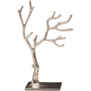 Botanical Collection - Tree Shaped - 11.5 x 4.5 Inch Silver Tone Stainless Steel Tabletop Jewelry Organizer