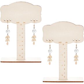 MAYJOYDIY 2PCS Wood Standing Earring Measurement Display 1/8 Inch Holes Jewellery Earring Rack with inch/cm Measurement Units Display Earring Size for Show Earrings Measuring，Photography Showcase