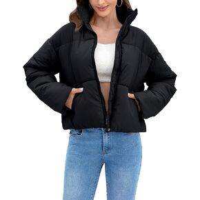 Women's Winter Quilted Jackets Casual Long Sleeve Puffer Coat Padded Outwear Fall Fashion 2024 with Pockets