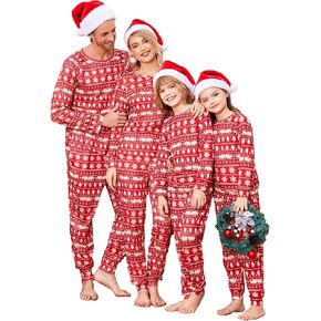 Ekouaer Matching Christmas Family Pajamas Sets Couples X-mas Holiday Pjs for Women Men
