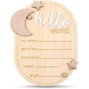 Lusofie Baby Announcement Sign Wooden Moon And Stars Welcome Baby Sign Baby Name Sign For Baby Announcement Birth Announcement Sign For Photo Props Baby Shower Hospital Nursery