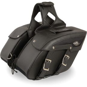 Milwaukee Leather SH65801ZB Black Medium Zip-Off PVC Slanted Throw Over Motorcycle Saddlebags - One Size