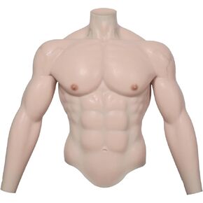 Thinskin Silicone Muscle Suit With Arms, Fake Male Chest Fake Abs for Adult Cosplay Costumes for Halloween Carnival