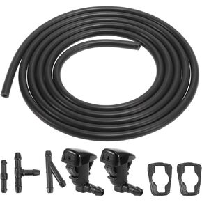 X AUTOHAUX Front Windshield Washer Nozzles Kit with 2 Meters Windshield Washer Hose and 3 Connectors for Ford Fusion for Mercury Milan for Cadillac CTS for Toyota Tacoma 25815793 85381-04030
