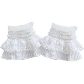 Lolita Lace Gloves White Hand Sleeve Lace Fingerless Elastic Manicure Photo Decorative Cuff DIY Shooting Background Prop for Women Bridal Wedding Party Masquerade Nightclub Costume Accessories