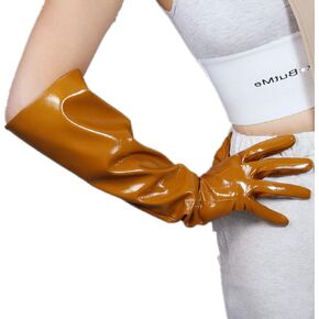 DooWay Long Leather Gauntlet Gloves Oversized Puff Sleeves for Cosplay Costume Party