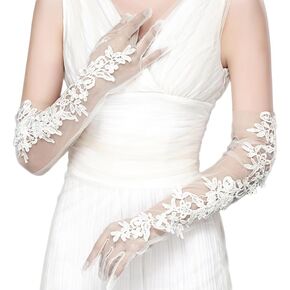 Specell Women's Long Lace Opera Gloves Wedding Bridal Party Gloves Bridal Dance Gloves Costume Stretchy Elbow Length Gloves