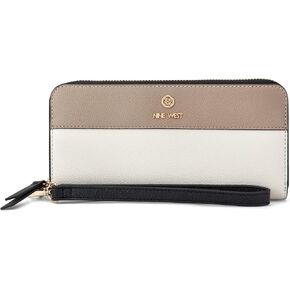 Nine West Lockup 9 Zip Around with Wristlet, Milk Multi