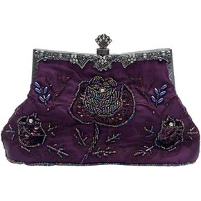 Vintage 1920s Beaded Evening Bag Pearl Clutch Bag for Women Sequin Handbag Bridal Wedding Purse Floral Shoulder Bag