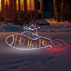 5FT 250L LED Santa Claus Rocket Lights, Christmas Decorations Light, Santa Claus Neon Light for Xmas Party Indoor Outdoor Night Home Garden Lawn Decor