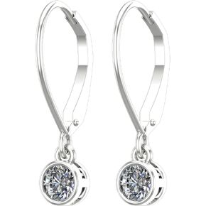 1-6 Carat Bezel Set Lever Back Dangle LAB GROWN Diamond Earrings Ultra Premium Collection (D-F Color, VS2-SI1 Clarity)